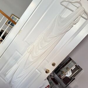 Fashion Nova Shimmering Cream Dress